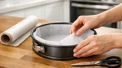 Jak szybko dopasować papier do pieczenia do formy: trik ze składaniem i nacięciami